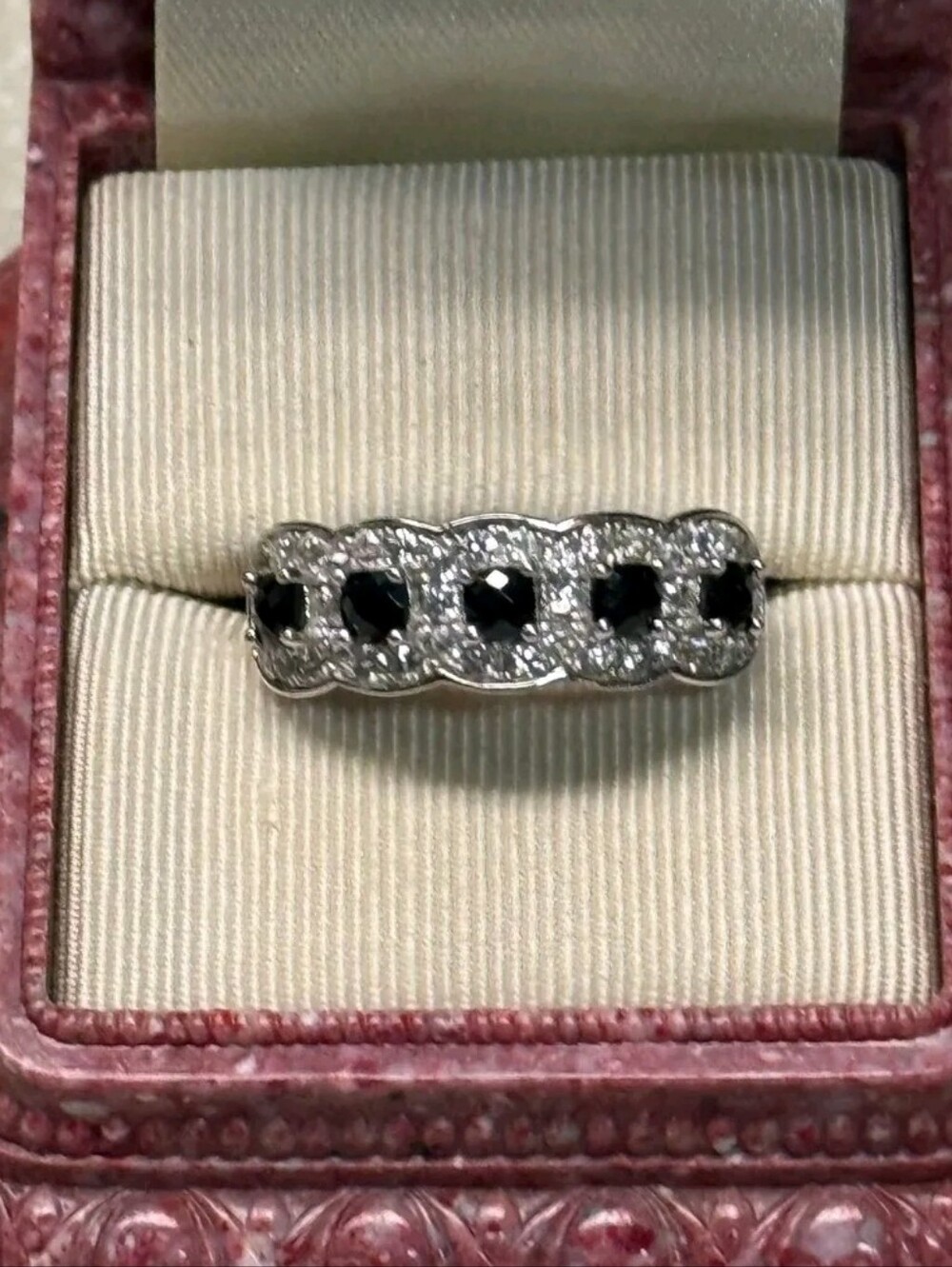 Sterling Silver Black Spinel & Zircon Ring SZ 7